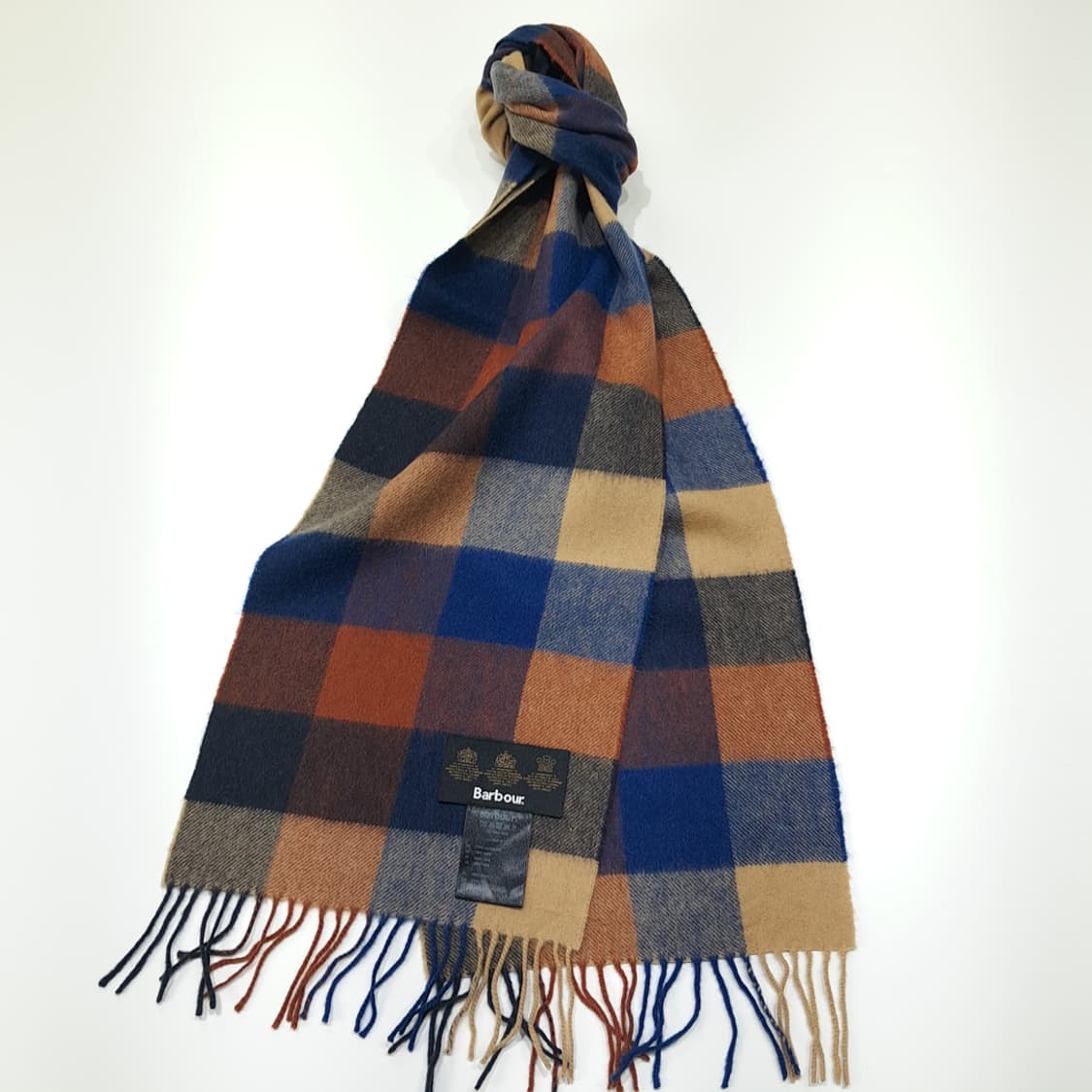 MX635 바버 램스울 타탄체크 네이비 머플러 목도리 상품이미지2