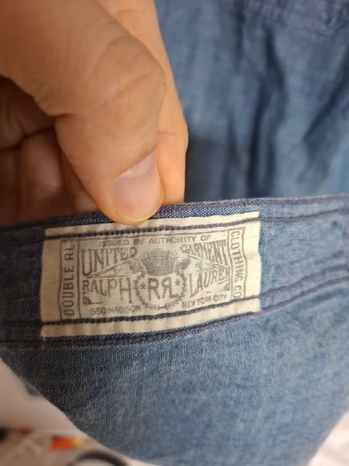 XL RRL 더블알엘 샴브레이 블루 데님 셔츠 상품이미지5