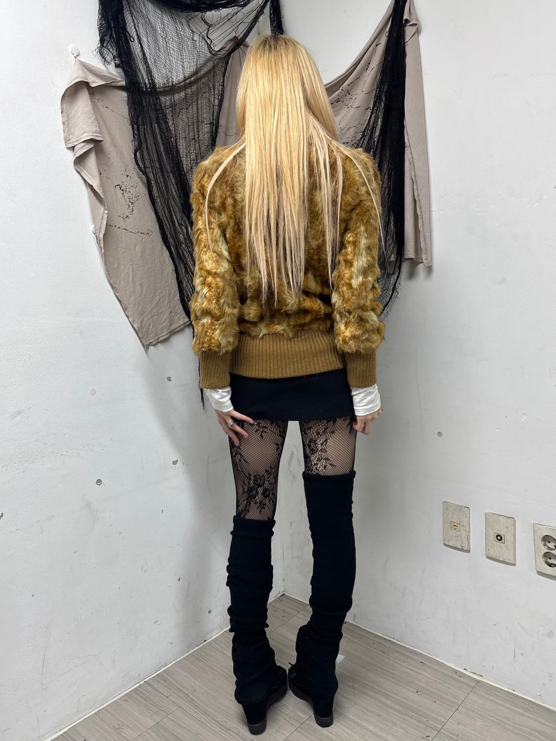 Y2K Brown Fake Fur Zip Up 상품이미지2