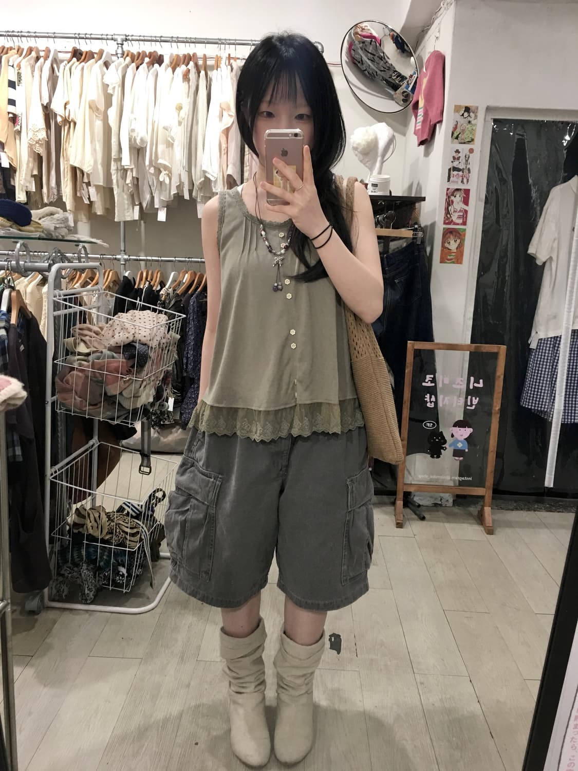 Washed Black Cargo Bermuda Pants 상품이미지3
