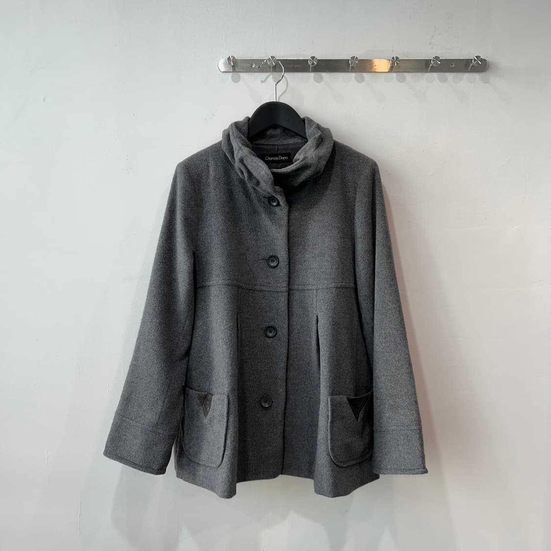 그레이 버튼 울 자켓 상품이미지3