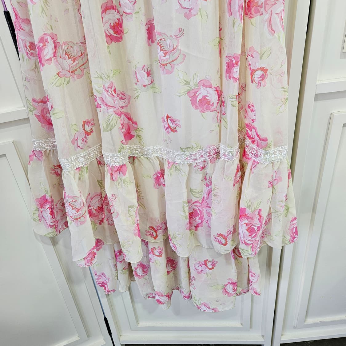 디어리 플라워 롱 원피스  레이스 프릴 상품이미지7