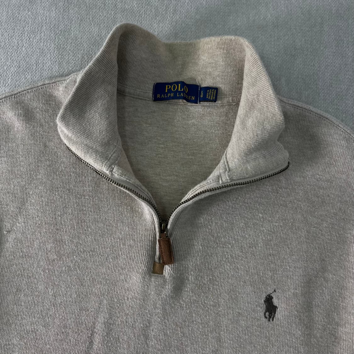 100 폴로랄프로렌 베이지 코튼 반집업 니트 상품이미지2