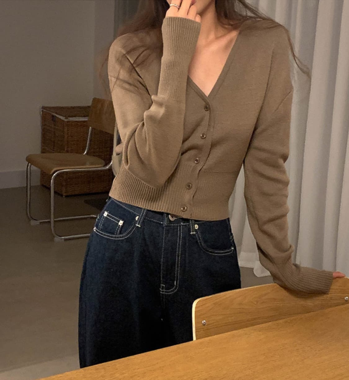 니어웨어 블랙 가디건 상품이미지4