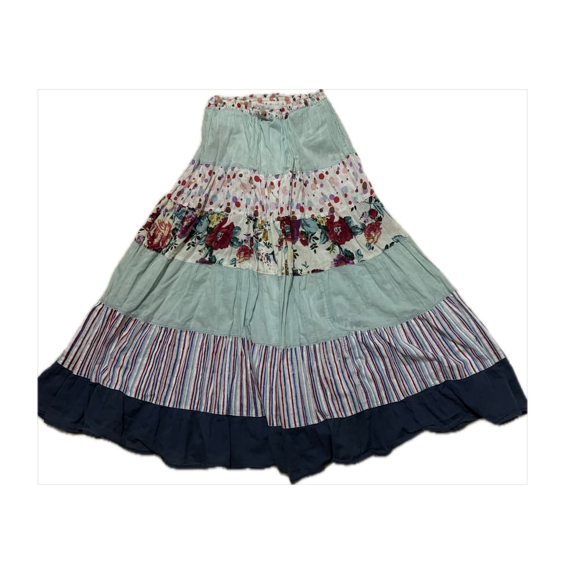 빈티지 가로패치워크미디스커트  하구미모리걸 상품이미지1