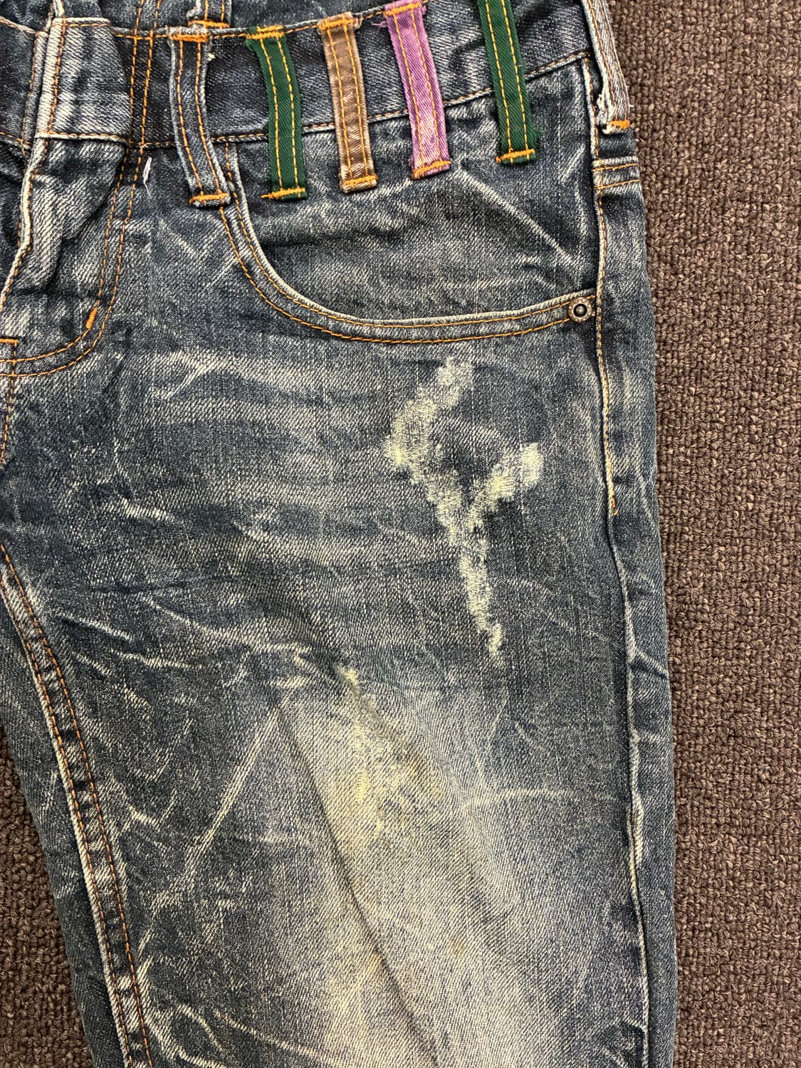 76)NYLAUS clothing 빈티지 레이어드 워싱 데님팬츠 상품이미지8