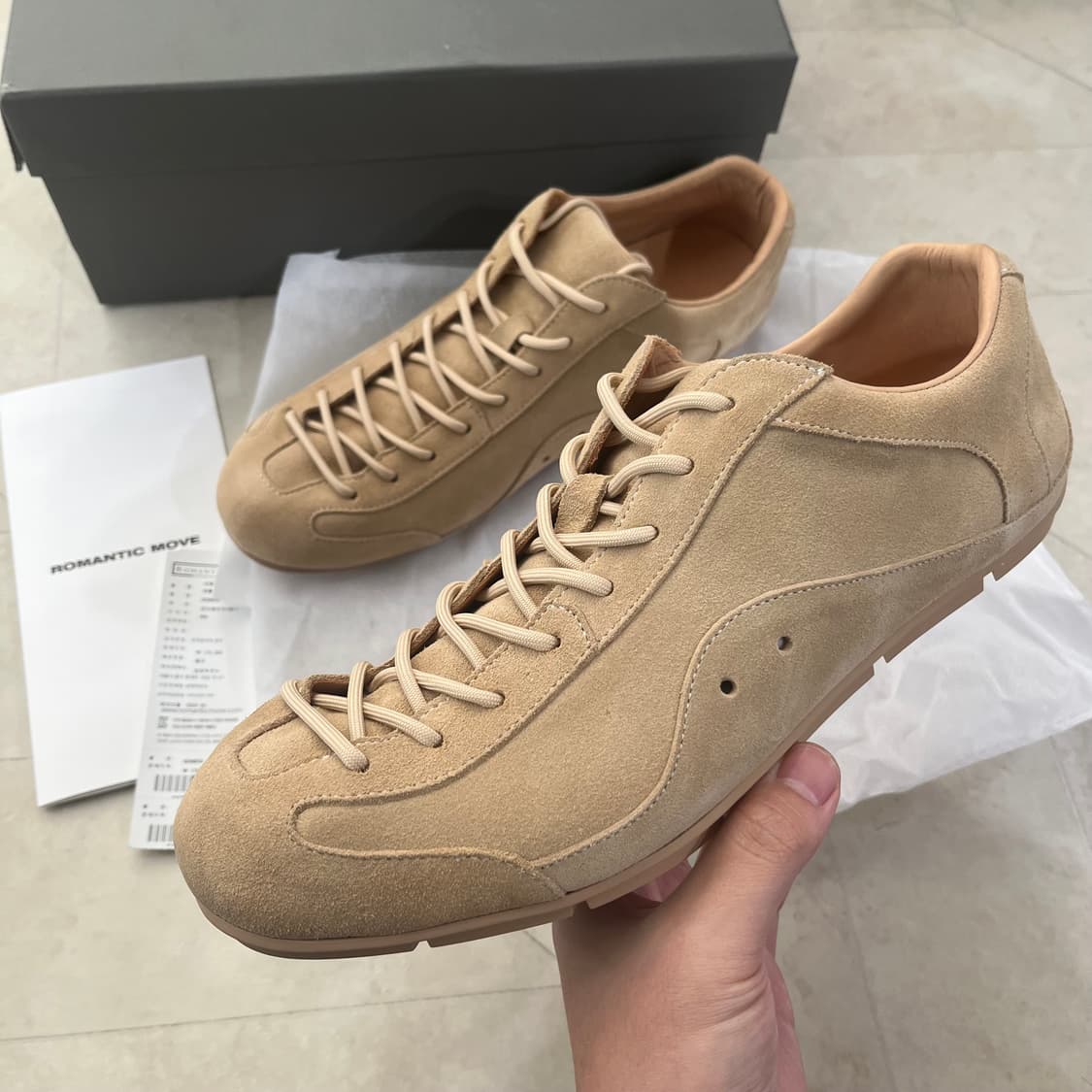 새상품(280)로맨틱무브 보울러 스니커즈 샌드베이지 스웨이드 상품이미지4