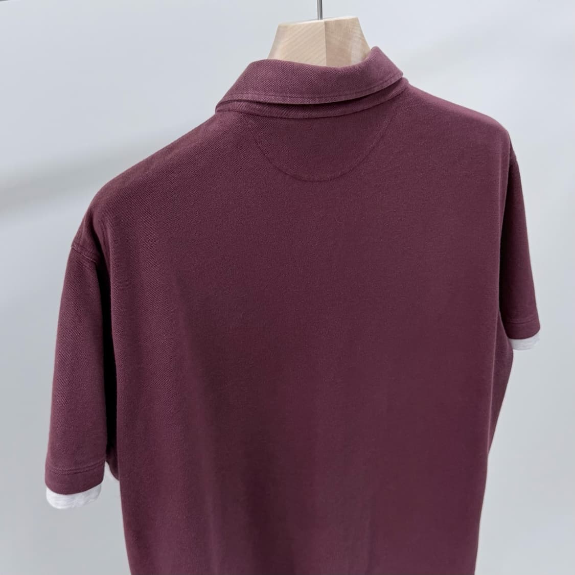 [S+급/XL] 브루넬로 쿠치넬리 레이어드 폴로 반팔 카라티 버건디 상품이미지5