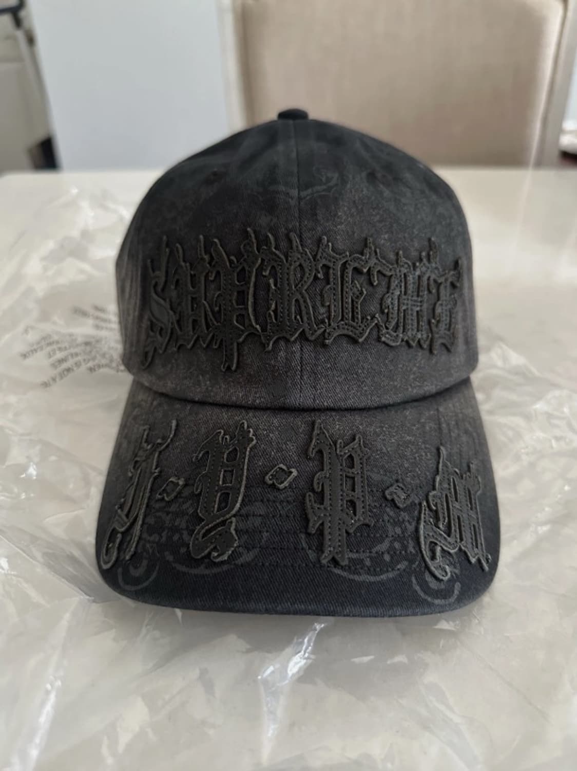 25SS 슈프림 레더 앱릭 6 패널 캡 블랙 새상품 상품이미지2