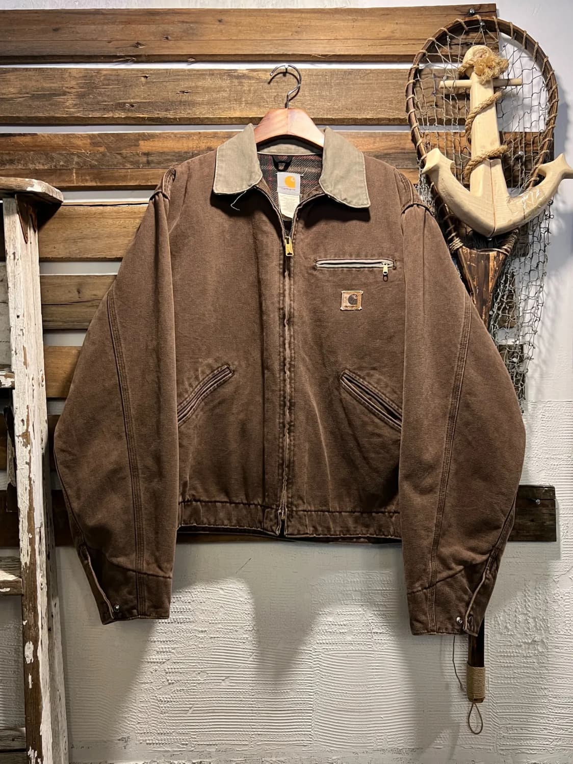 [L]칼하트 Made in USA J97 디트로이트 다크브라운 워크 자켓 상품이미지1