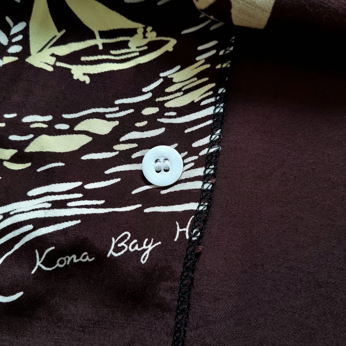 80s USA Kona Bay 세일링 패턴 하와이안셔츠 M, 105sz 상품이미지5