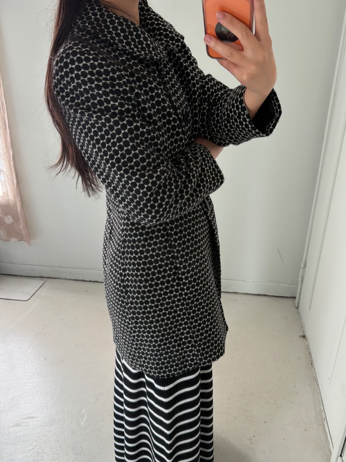 일본빈티지 도트 코트자켓 상품이미지4