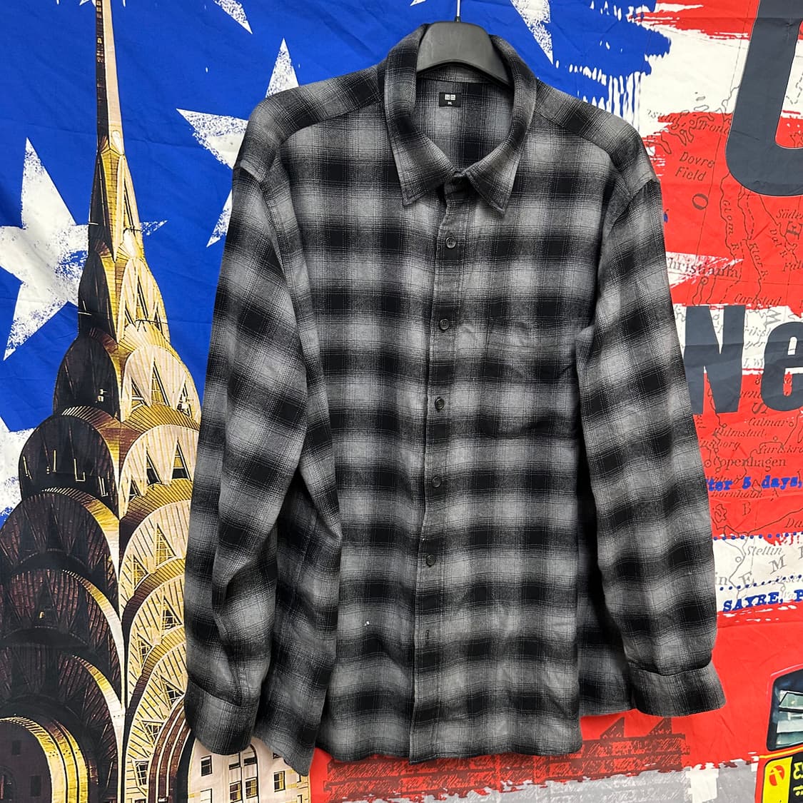 유니클로 일본판 플로란넬 오버핏 체크기모셔츠 3XL 상품이미지3