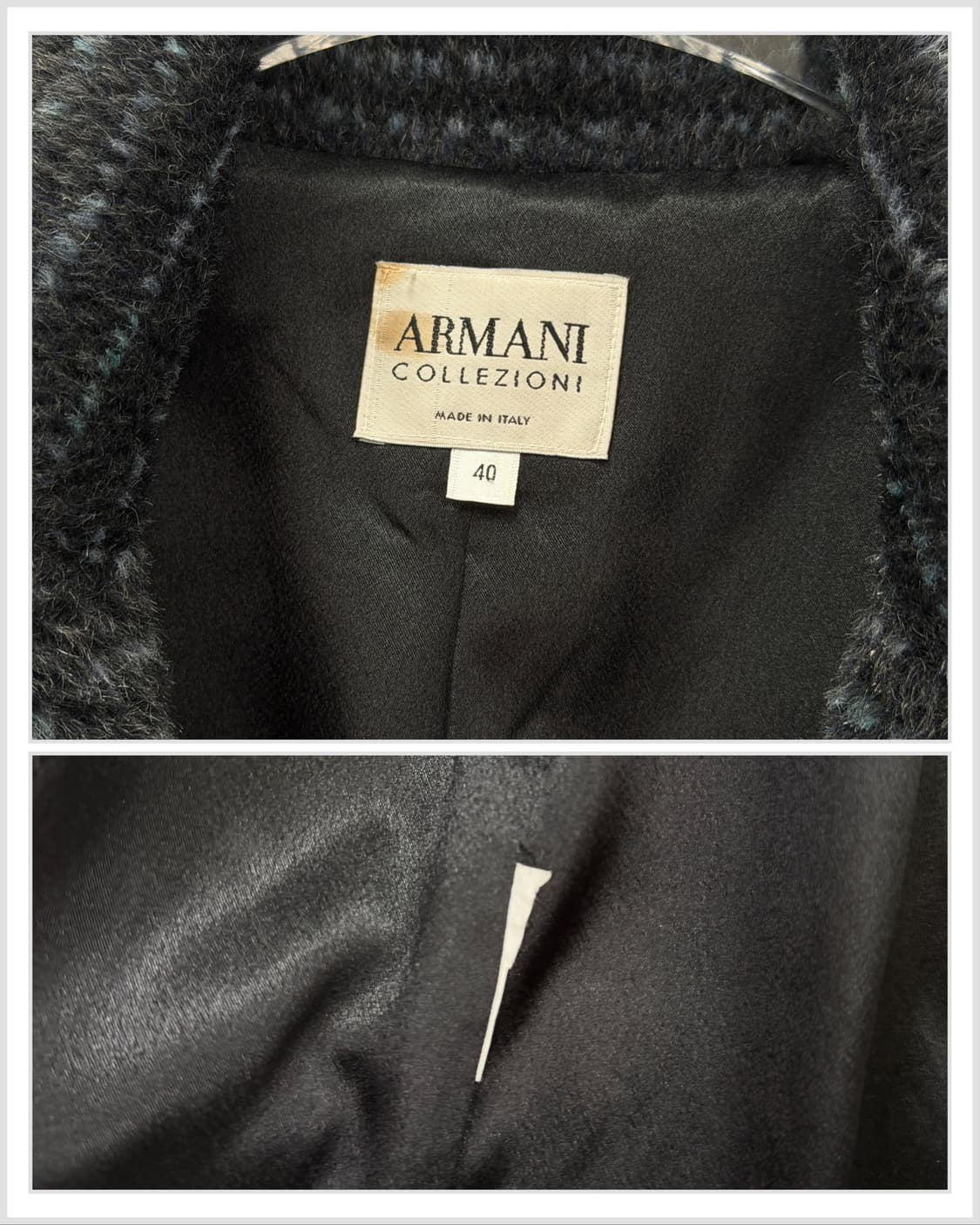 아르마니 꼴레지오니 믹스드 텍스처 벨티드 롱 코트 상품이미지8