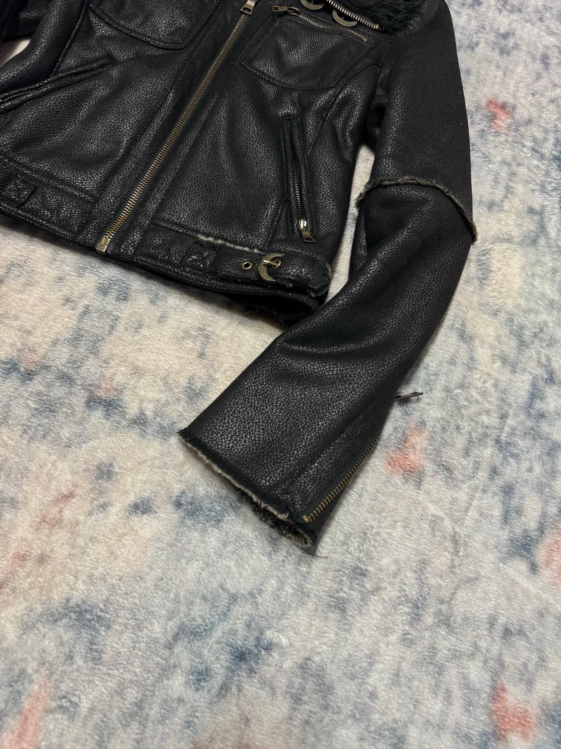 Japanese vkei crow fur jacket 상품이미지6
