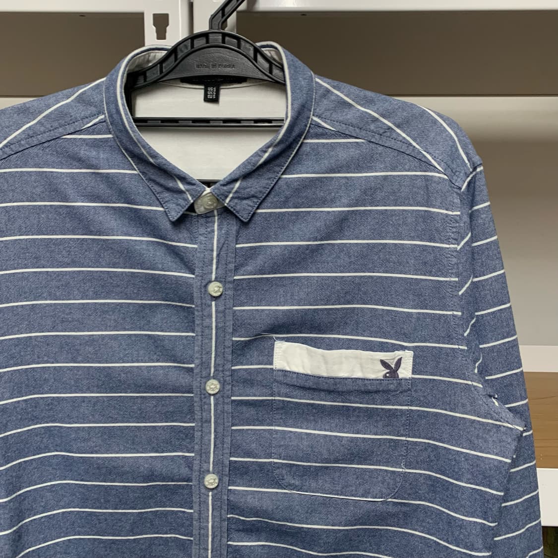 [M] 플레이보이 샬로우카라 스트라이프 셔츠 상품이미지1