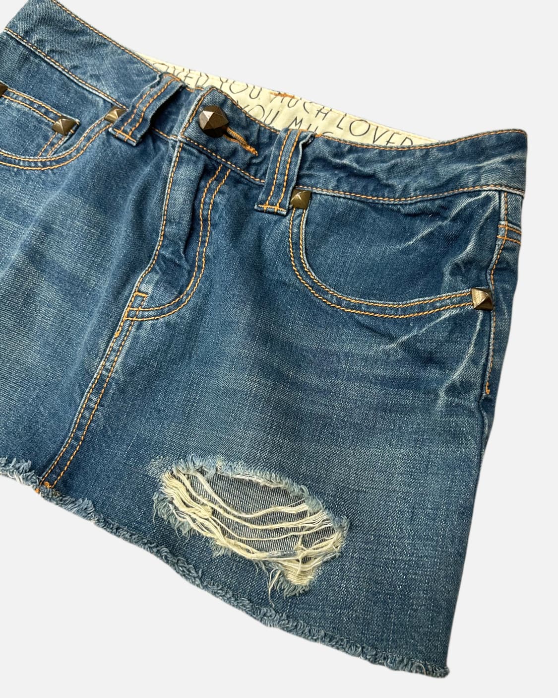 distressed stud denim mini skirt 상품이미지3
