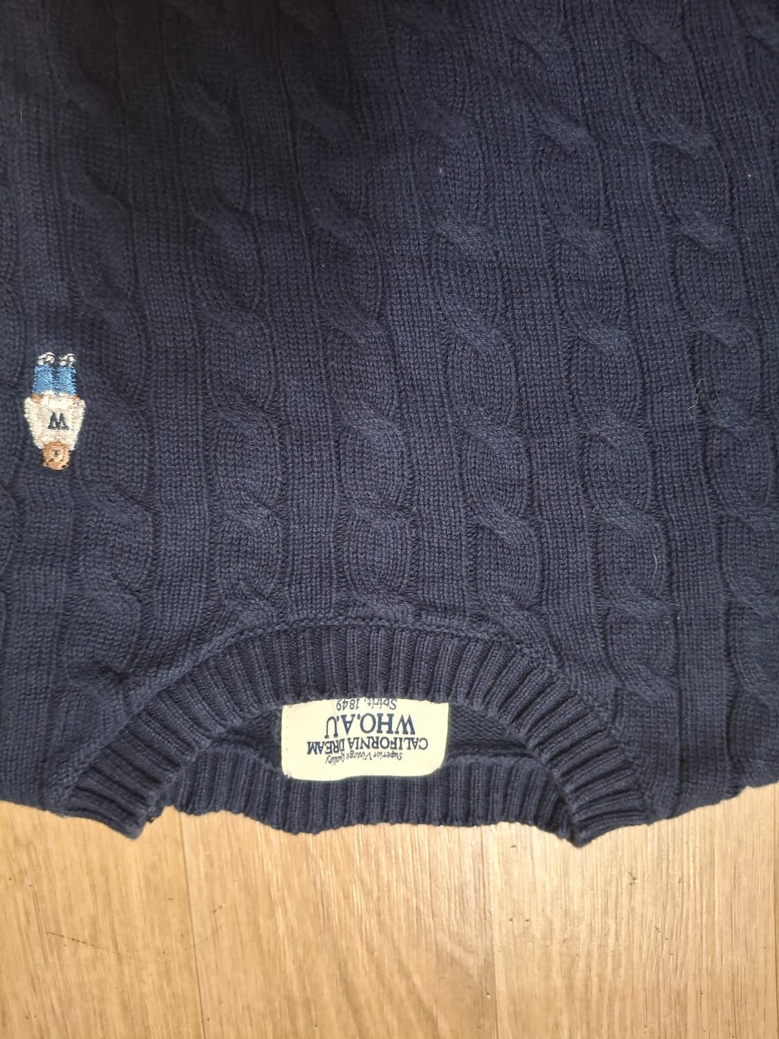 [Who A U]네이비 케이블 크롭 니트(M,면100%,컨디션상) 상품이미지4