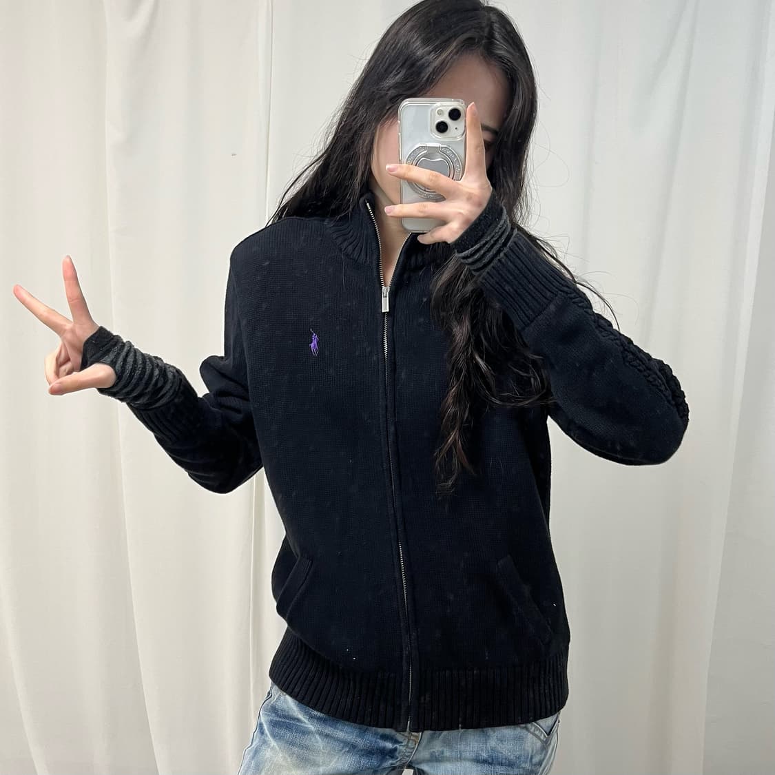 Polo Black Knit Zip-up  상품이미지2