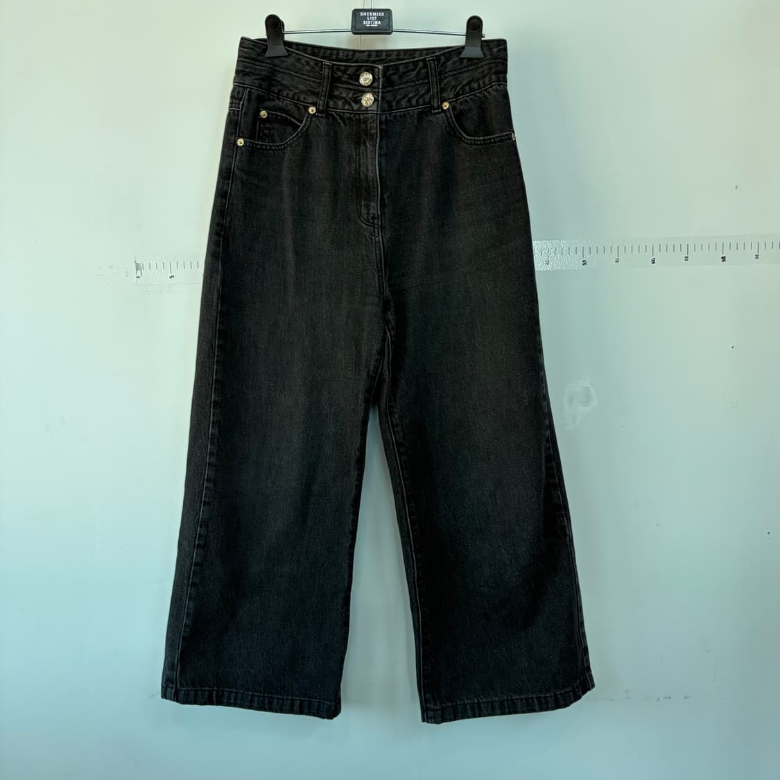 모조에스핀 블랙 워싱 와이드 데님 팬츠 상품이미지1