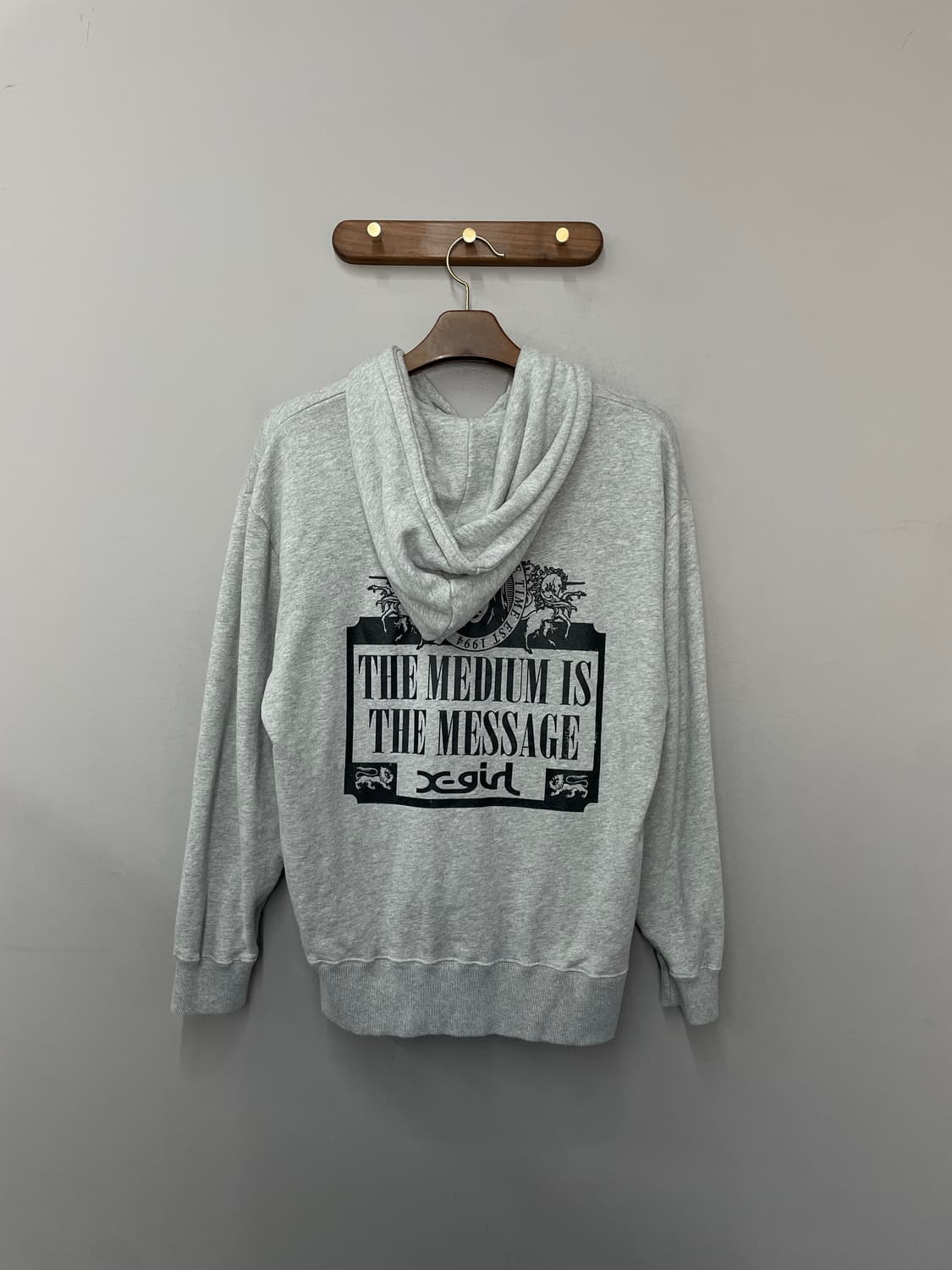 X-girl 빈티지 프린팅 그레이 후드집업 H2580 상품이미지4