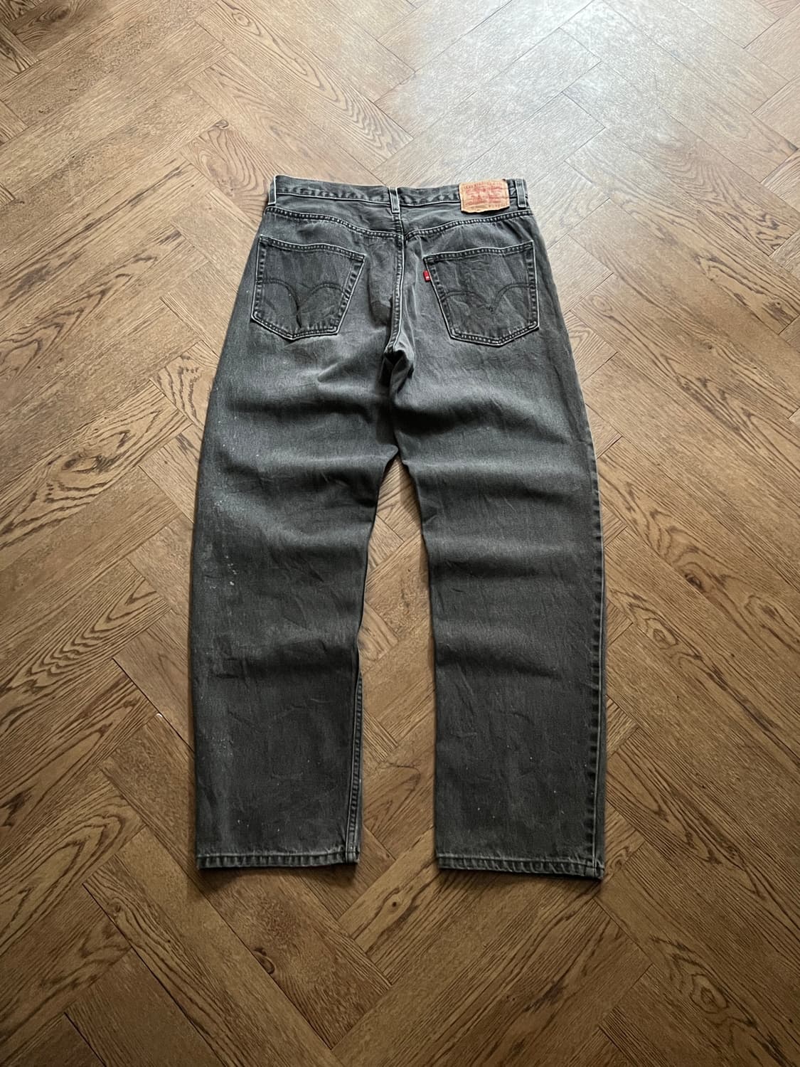 [33]00's 리바이스 USA 550 블랭크탭 페인티드 흑청 데님 팬츠 상품이미지2