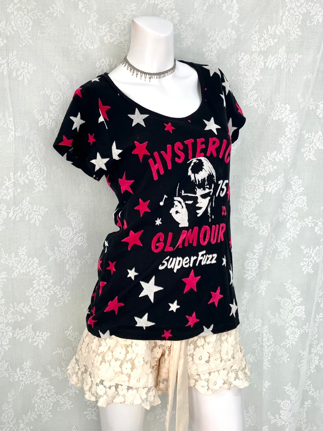 hysteric glamour 히스테릭글래머 히스걸 별 패치 태리 반팔 상품이미지1