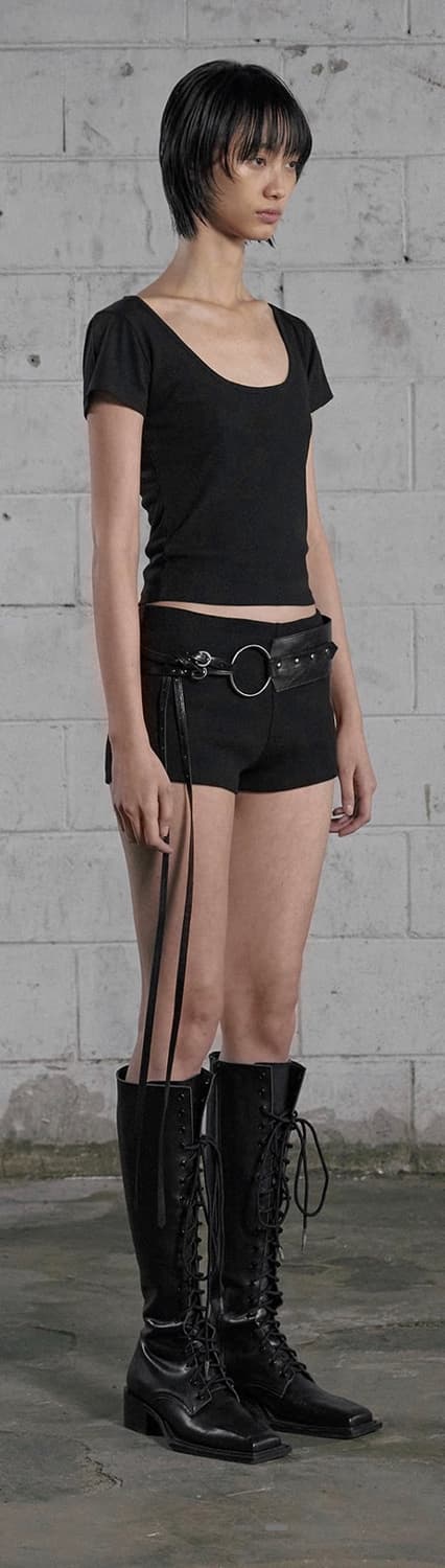 보헤미안서울 보헴서 BASIC RIBBED SHORTS, BLACK 상품이미지2