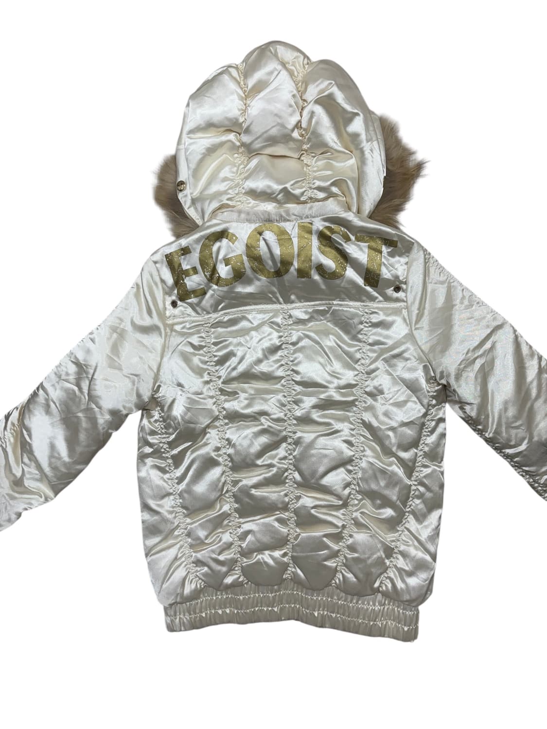 에고이스트 라쿤 퍼 패딩 하이넥 자켓 아이보리 상품이미지3
