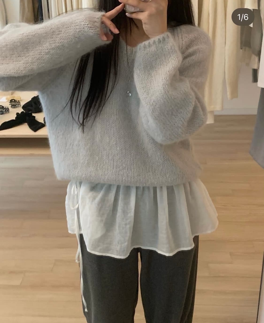 (최종가격/새상품)누아누아 키드모헤어 브이 니트 상품이미지3