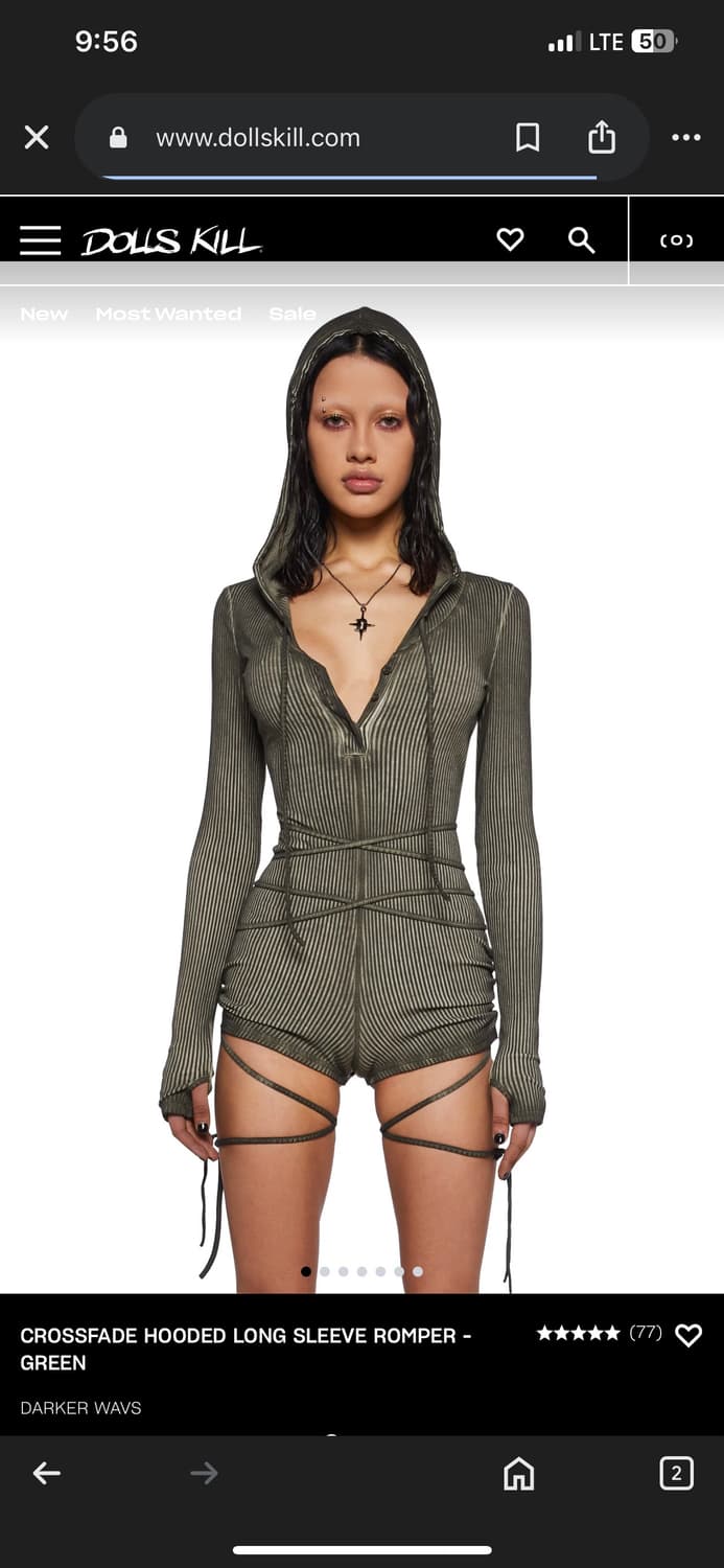 Dolls kill darker wavs hooded romper xs 상품이미지1