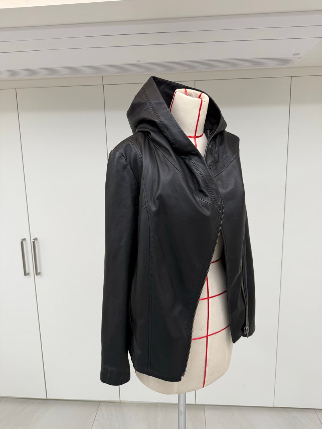 헬무트랭 블랙 양가죽 집업 후드 가죽 자켓 L 상품이미지3