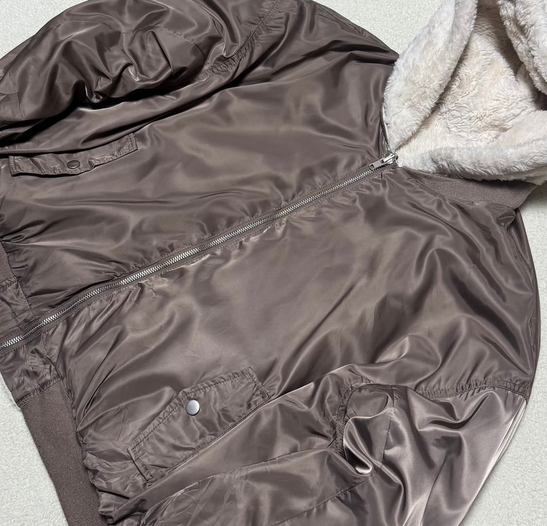 Japanese vintage GRL 카키브라운 리버시블 퍼 항공점퍼  상품이미지3