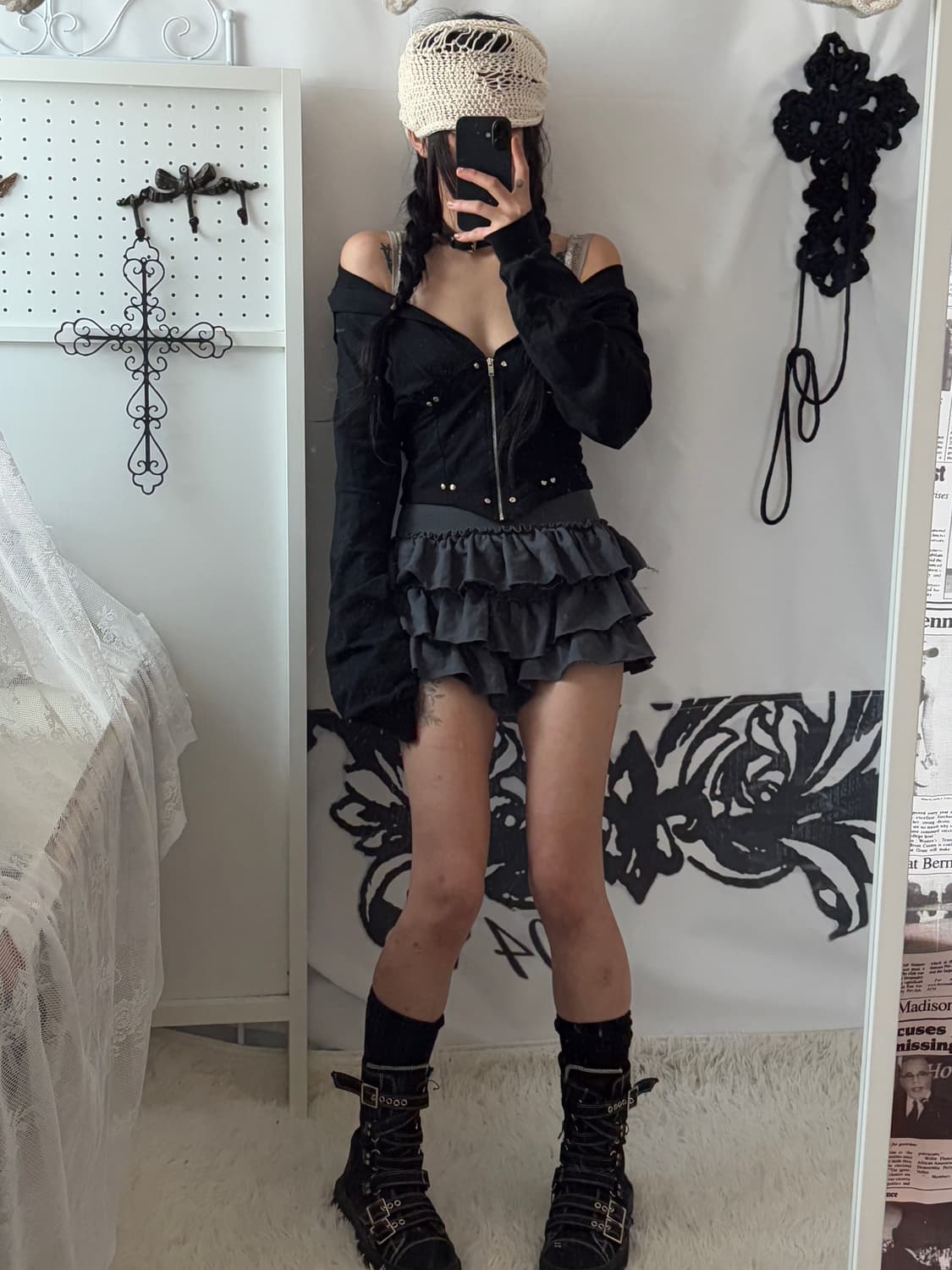• Mlk Black Short Corset Hooded Zip-Up ( 상품이미지8