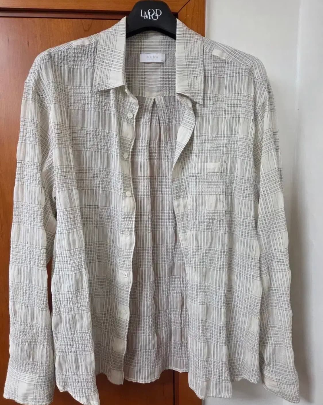 모마디자인 크링클 체크셔츠 베이지 상품이미지2
