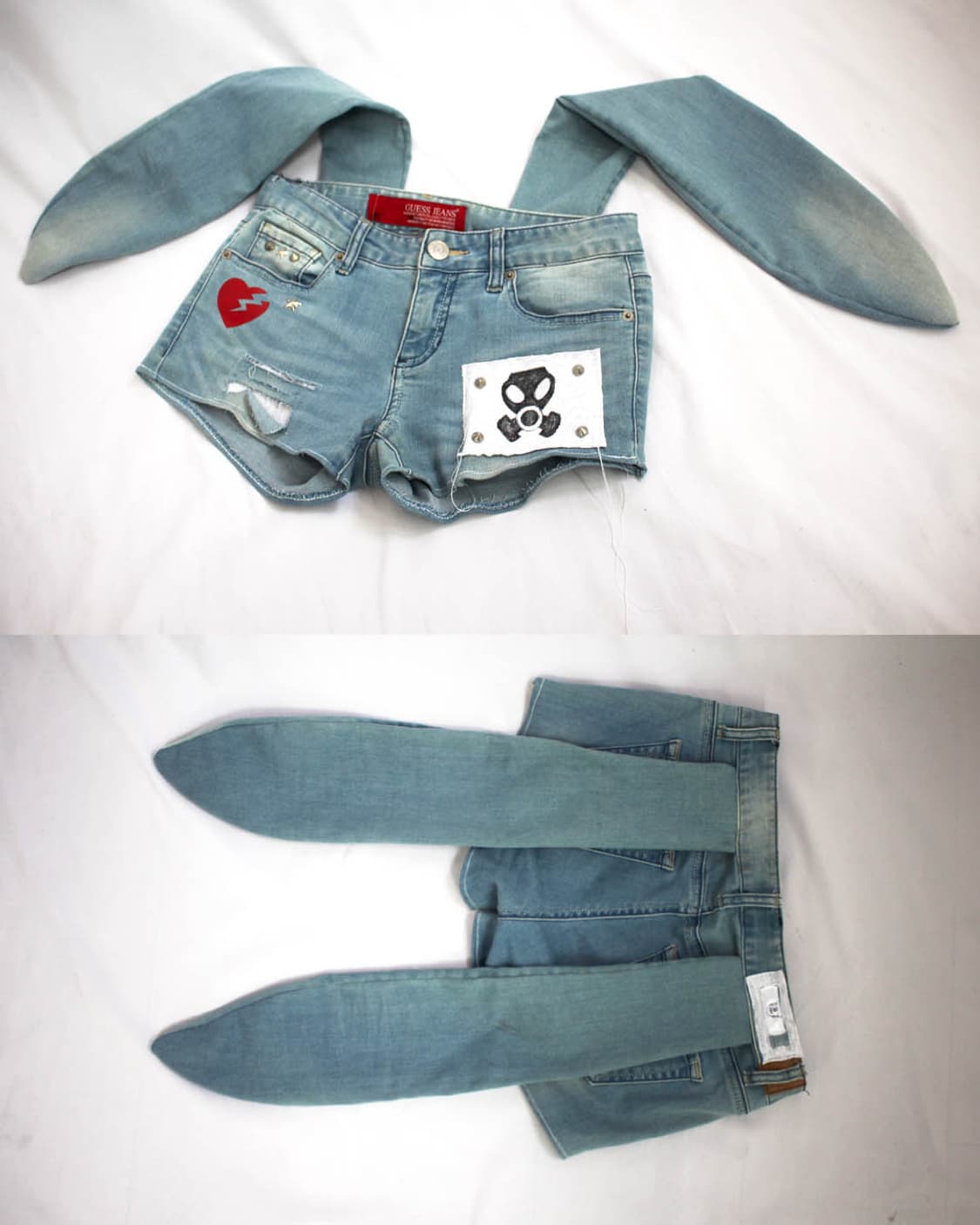 Custom B-ear denim Gas Mask shorts 상품이미지2