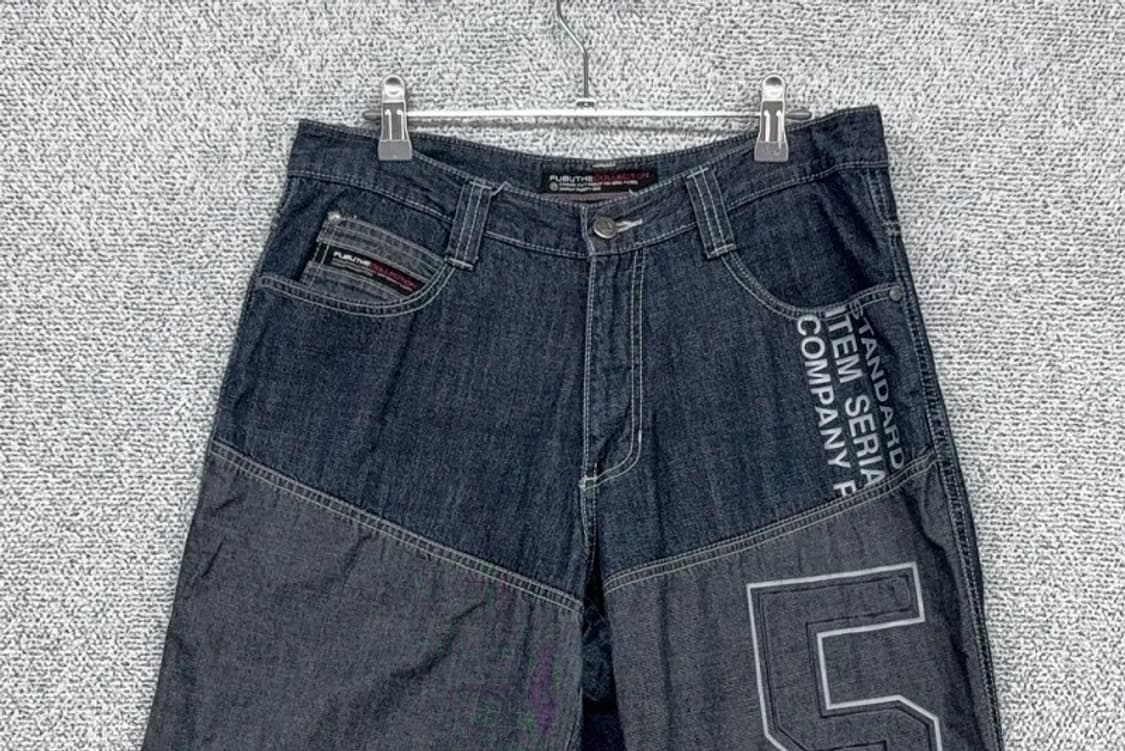 푸부 Y2K 빈티지 생지 진청 데님 버뮤다 팬츠 82-97 상품이미지3