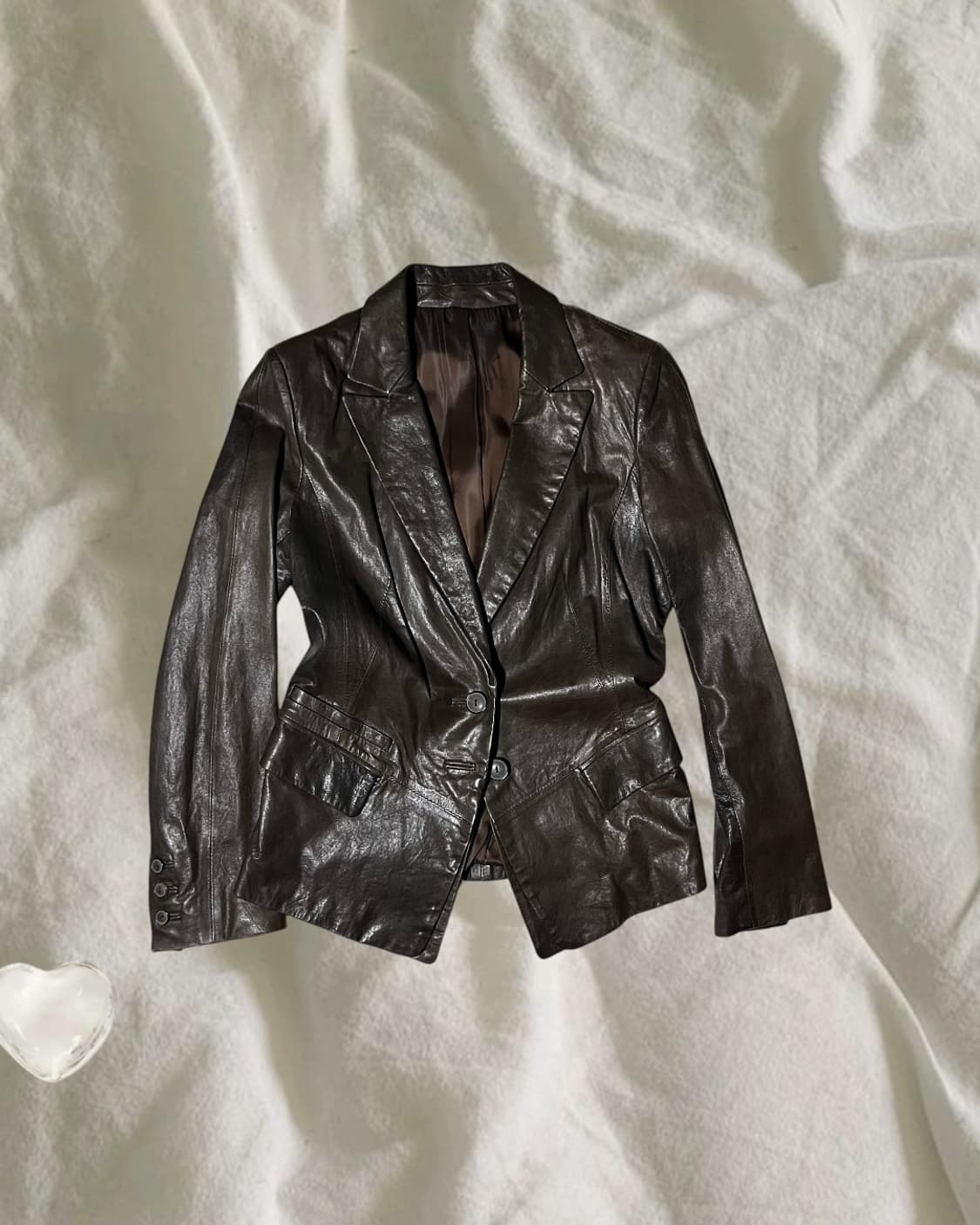 Leather . 레이어 투버튼 램스킨 블레이저 상품이미지1