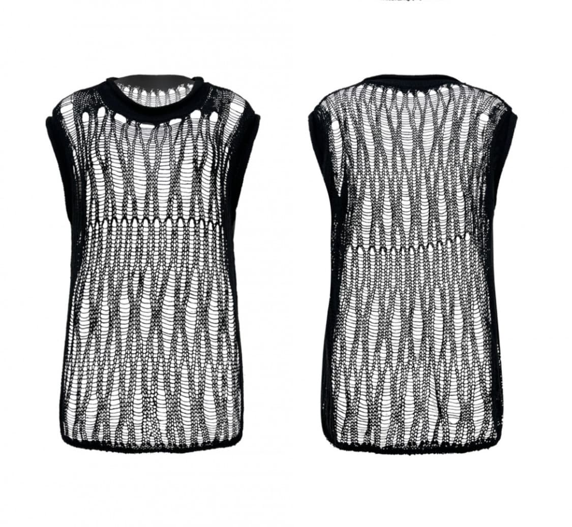 나체 시스루 니트 베스트 블랙 상품이미지3