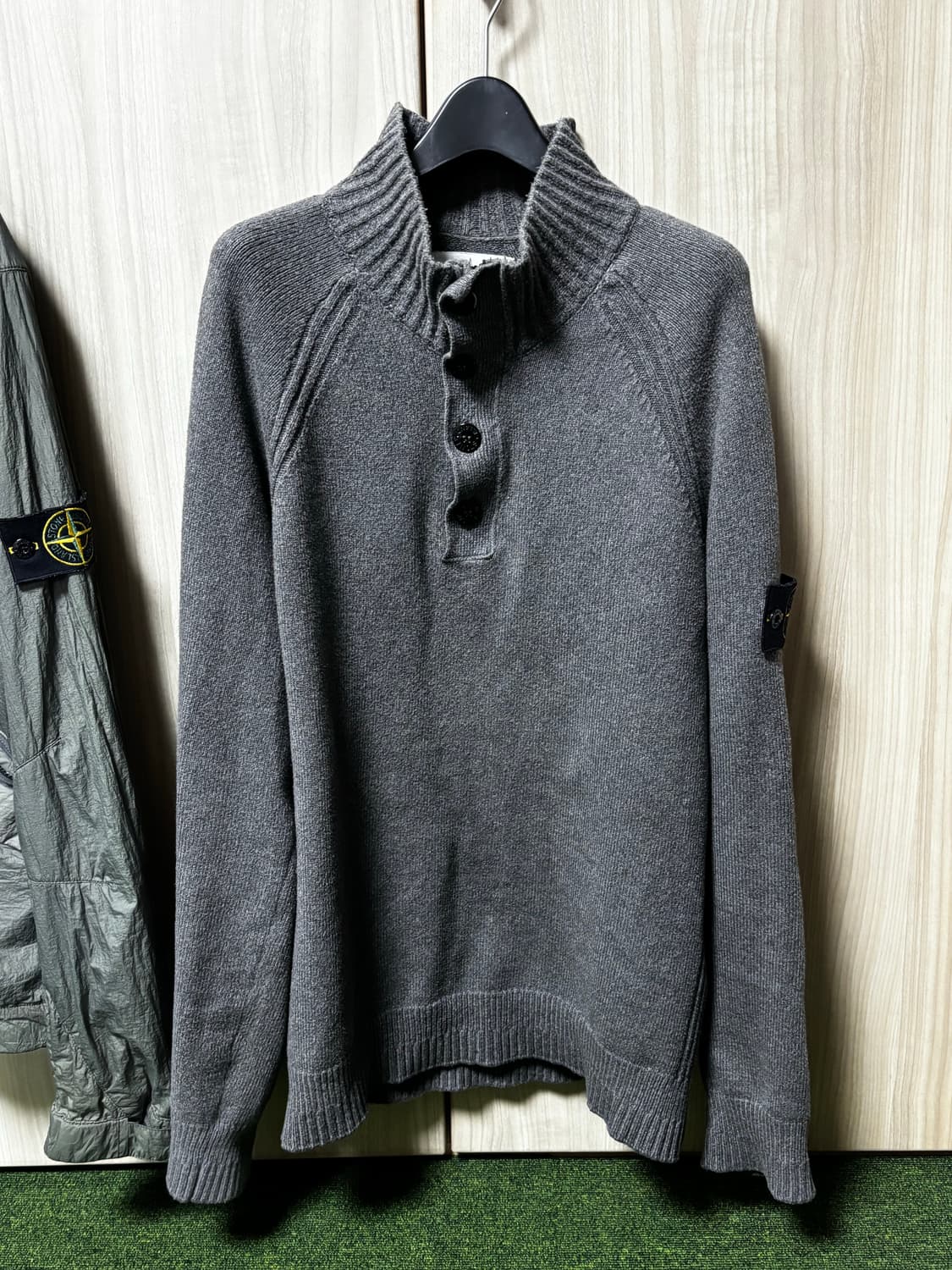 스톤 니트 하프집업 그레이L 상품이미지2