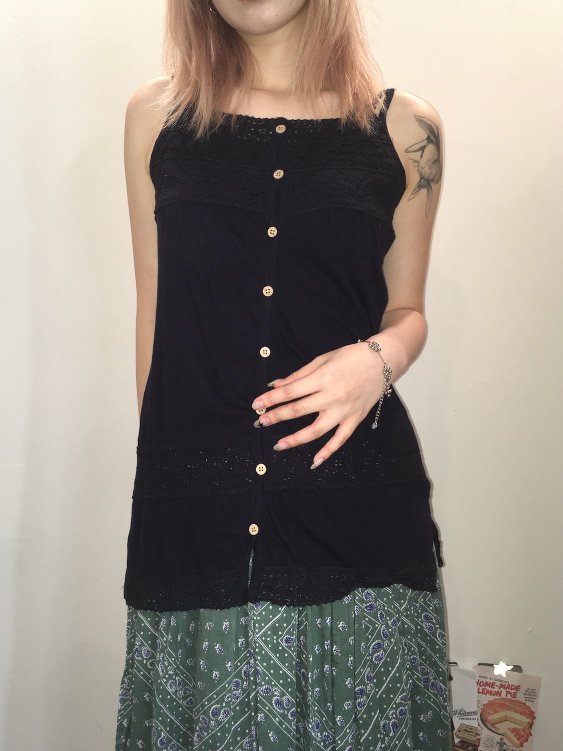 jpn vintage navy crochet sleeveless 상품이미지2