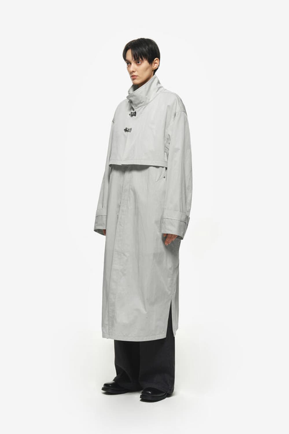 Layered nylon trench coat_Light Beige 상품이미지4