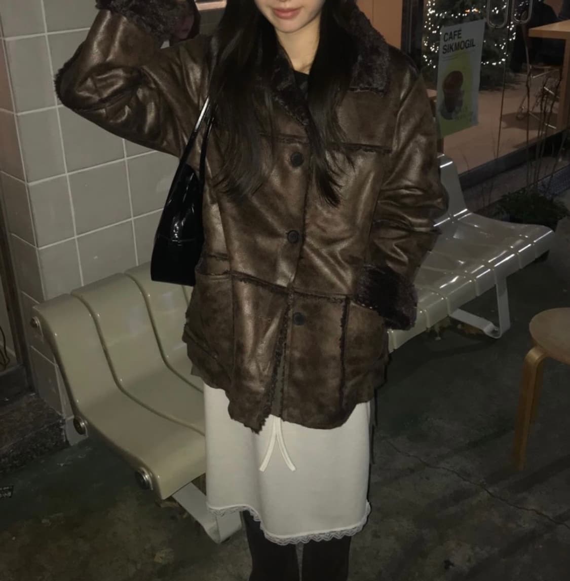 무스탕 하프 코트 상품이미지5