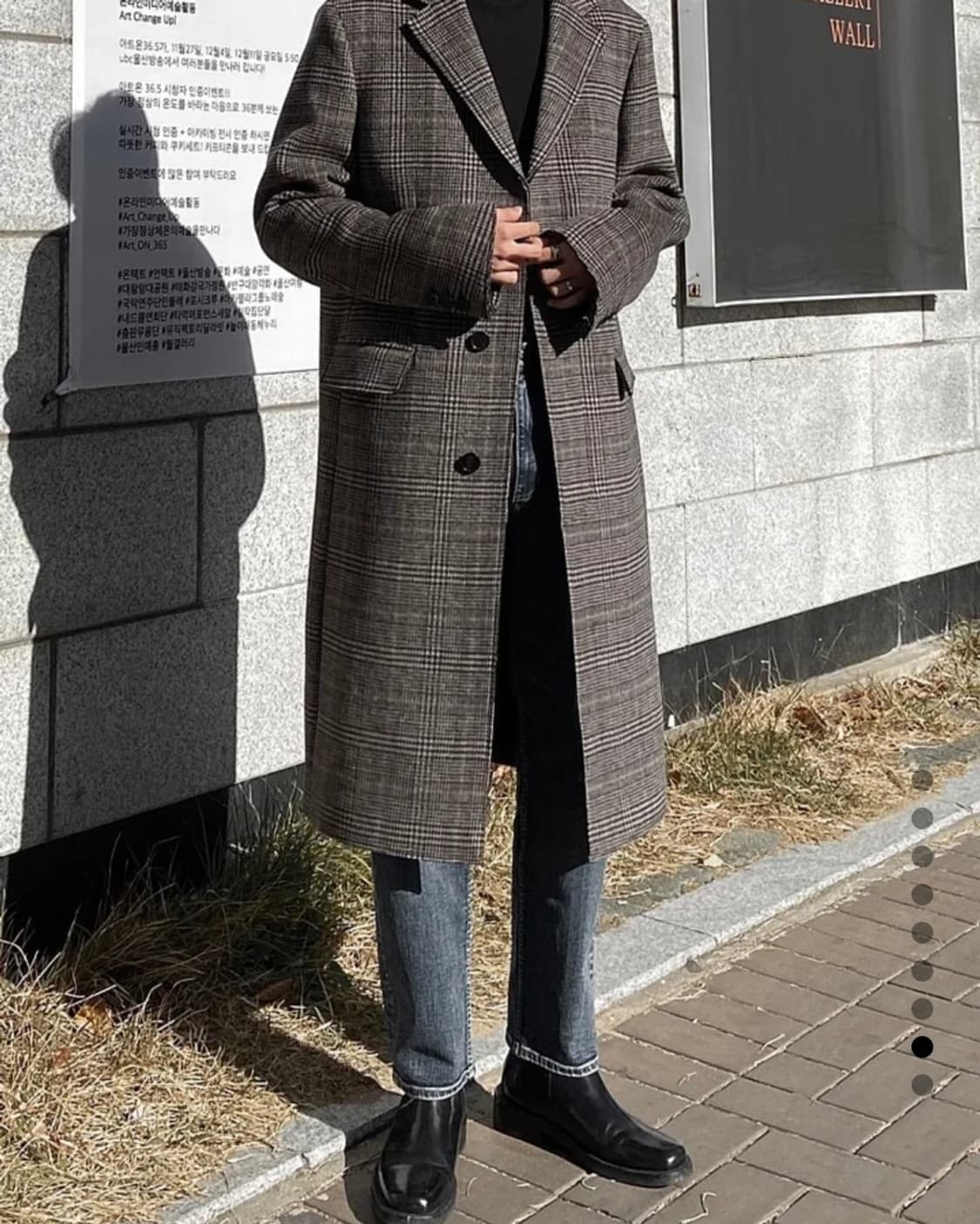 TONYWACK 토니웩 울캐시미어 크루도 체크 커팅 코트 상품이미지1