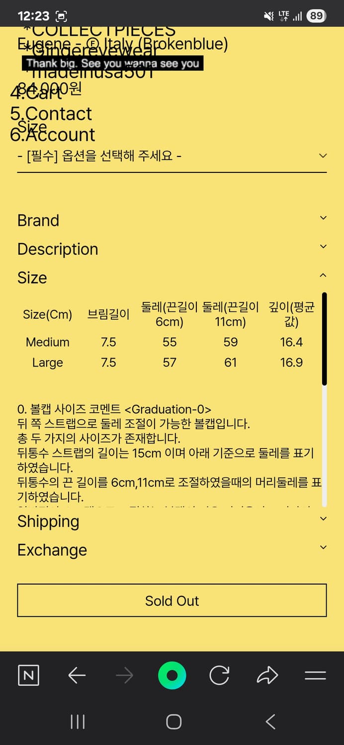 테프스토어즈볼캡 라지사이즈 상품이미지4