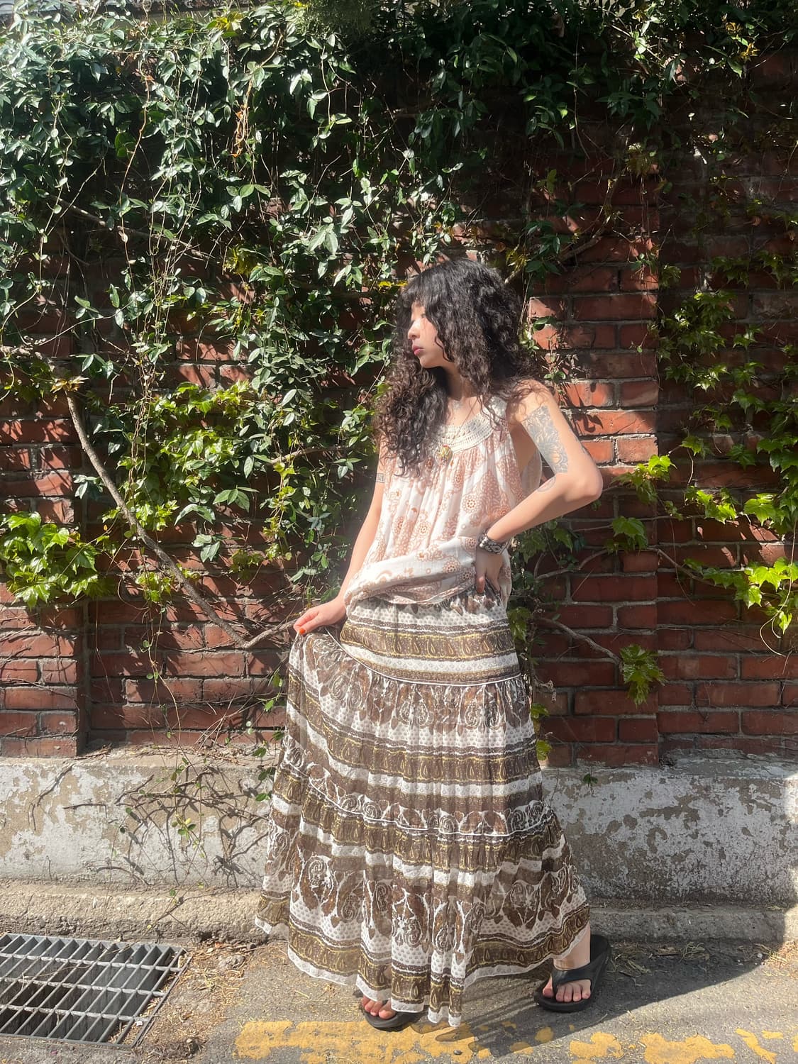 에스닉 페이즐리 패턴 롱스커트 상품이미지1