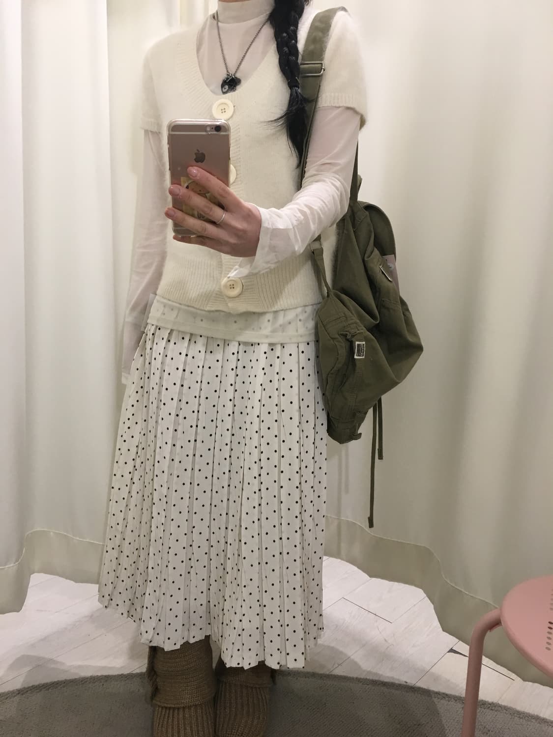 시스루 롱슬리브 + 앙고라 가디건 세트 상품이미지4