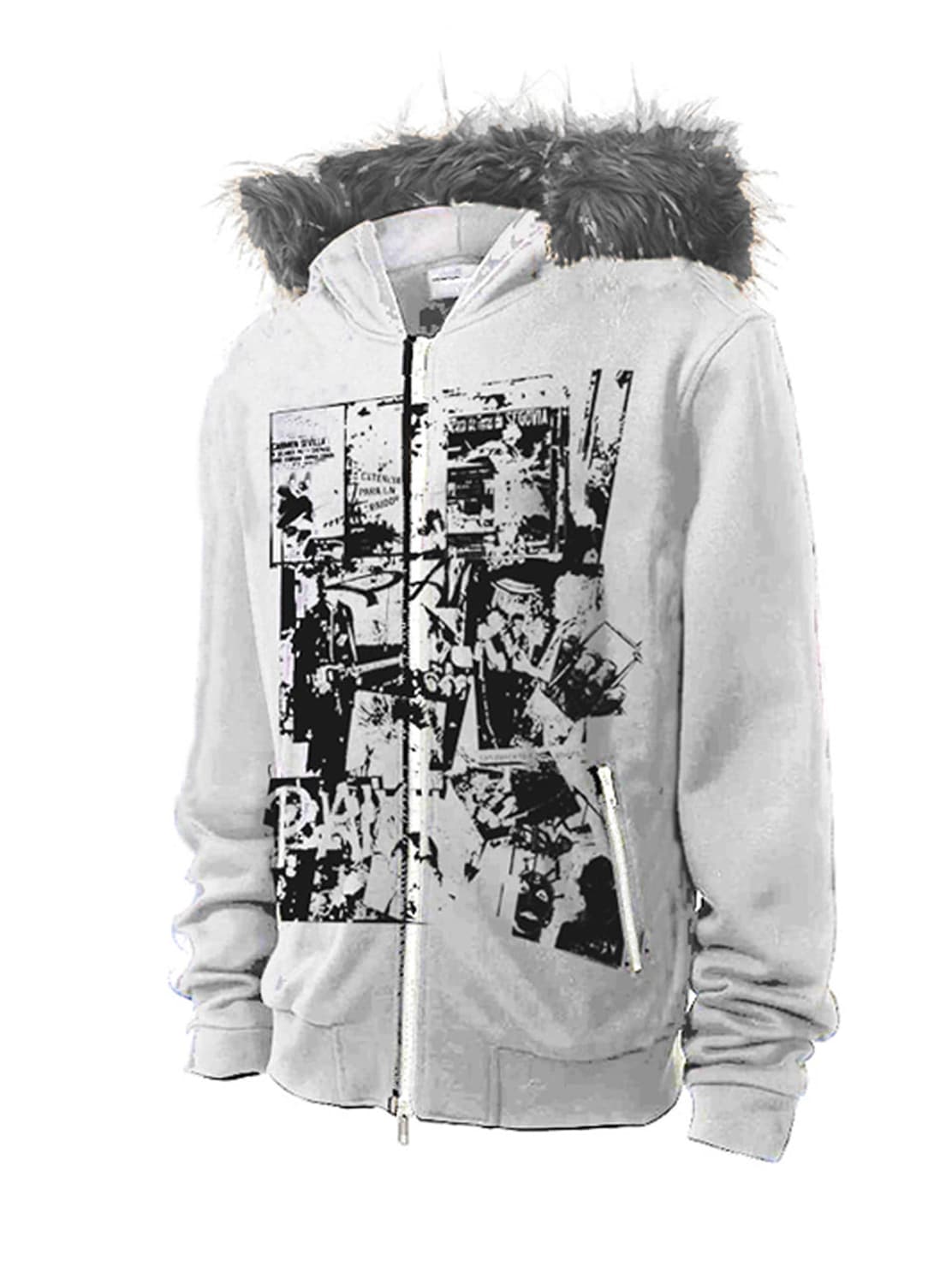 비엑세스 빈티지 프린트 퍼 후드집업 상품이미지1