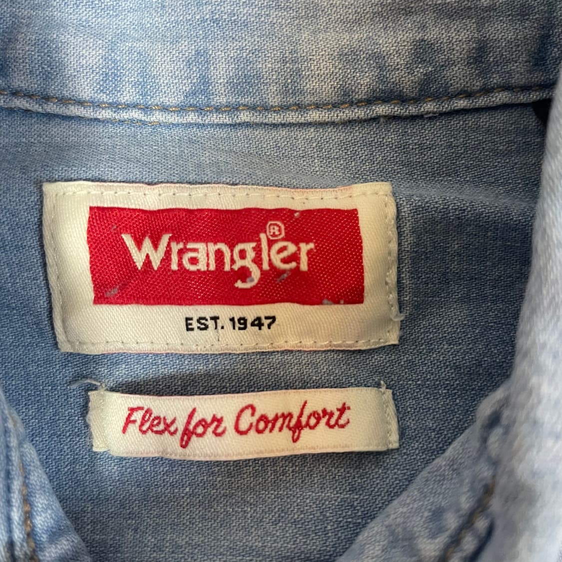 Wrangler 플렉스컴포트 스탠다드 헤리티지 데님 셔츠 S 상품이미지5