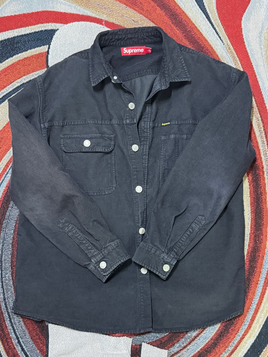 슈프림 25ss 워시드 코듀로이 셔츠 black L사이즈 상품이미지2
